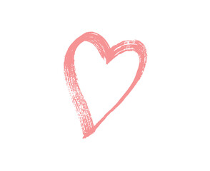 Red Hand-Drawn Red Heart Brush Stroke on White Background