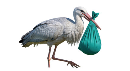 Fototapeta premium Isolated Stork Carrying Baby