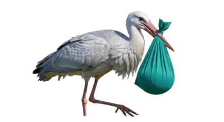 Isolated Stork Carrying Baby