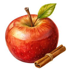 apple with cinnamon on white background