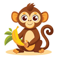 monkey with a bananna vector 