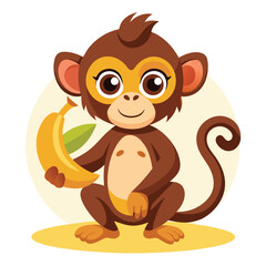 Fototapeta premium monkey with a bananna vector 