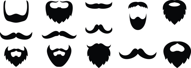 Beard and Mustache Silhouette Vector Collection: Elegant Facial Hair Designs for Creative and Artistic Inspiration