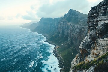 Rugged Mountain Cliff Overlooking a Wild Untamed Valley