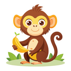 monkey with a bananna vector 