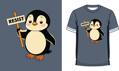 Resist Penguin T-Shirts Design