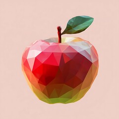 Digital art of low poly apple with green and red gradient