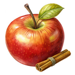 apple with cinnamon on white background