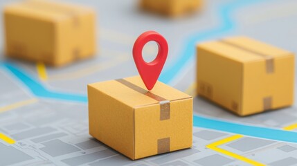 Delivery worker scanning parcel on digital tablet with global logistics network icons and map overlay, representing worldwide shipping and location tracking concept