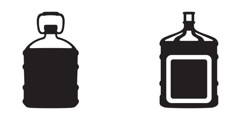 Plastic water gallon bottle silhouette collection in vector style