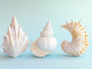 Obraz premium Seashells on Blue