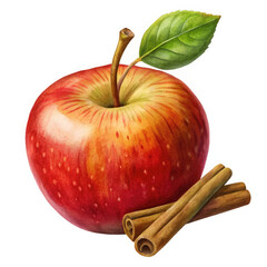 apple with cinnamon on white background
