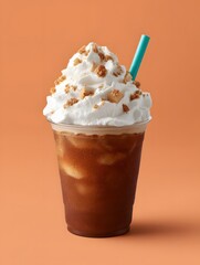  iced coffee with cream on top, Generative AI