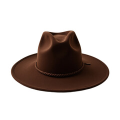A classic brown fedora hat with a braided band, perfect for a vintage or western look.