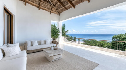 serene oceanfront villa features cozy reading corner with stunning view