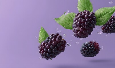 blackberries with water drops, Generative AI