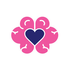 mental health icon. vector symbol of brain and heart or mind therapy. Solid design style