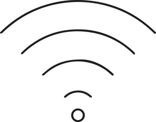 Minimalist WIFI icon, black and white, curved lines, concentric arcs, simple geometric design, clean graphic, modern technology symbol,