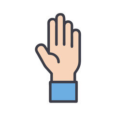 Raised Hand in Upward Gesture Icon Design