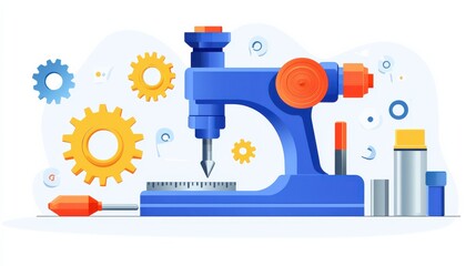 Industrial tools showcase simple layout of machine icons digital graphic clean environment modern viewpoint