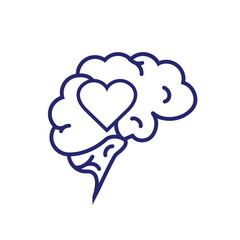 mental health icon. vector symbol of brain and heart or mind therapy. Line design style