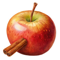 apple with cinnamon on white background