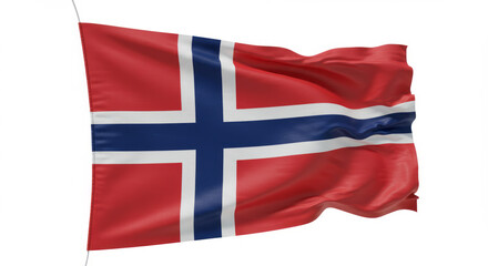 Norway flag waving proudly in the wind against a clear sky showcasing patriotism and national identity, symbolizing Norwegian pride and heritage
