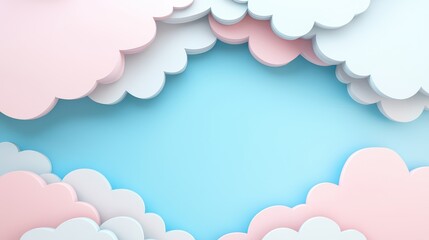 Dreamy cloud computing business icons digital workspace graphic design soft colors aerial view innovative concepts