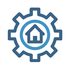 Real Estate Inside Gear Symbol Icon Design