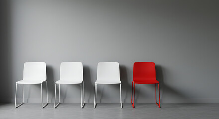 Red Chair, Gray Waiting Room: A Moment of Anticipation AI Generated