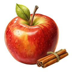 apple with cinnamon on white background