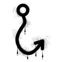 Fishing hook with black spray paint graffiti © anakcikal978
