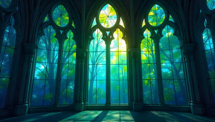 "Artistic Glass Panel Featuring Floral Motif"

