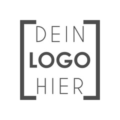 Platzhalter DEIN LOGO HIER - deutscher Text in grauem Rahmen, isoliert, für web, shop, affiliate, marketing 