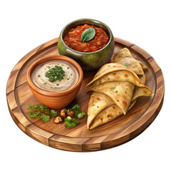 arabic shaurama with sauce on a wooden board