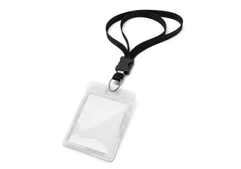 Fototapeta premium Black lanyard clear plastic id badge holder