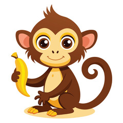 monkey with a bananna vector 