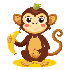 monkey with a bananna vector 