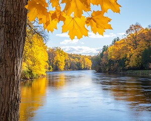 Autumn Leaves Over River