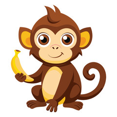 monkey with a bananna vector 