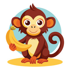 monkey with a bananna vector 