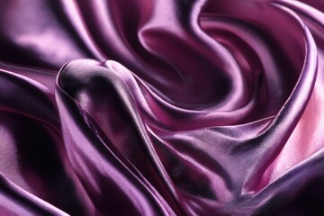 Capturing the sumptuous folds and radiant sheen of a vibrant, amethyst-hued silk fabric. A study in texture and luxury, showcasing the exquisite beauty of textile artistry.