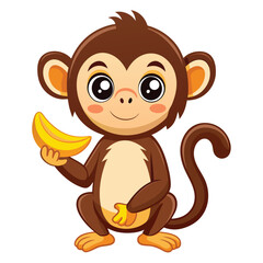 Obraz premium monkey with a bananna vector 