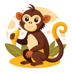 Fototapeta premium monkey with a bananna vector 