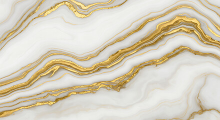 Golden Veins: Luxurious White Marble Texture AI Generated