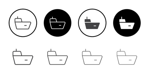 Cargo ship icon Symbol line set