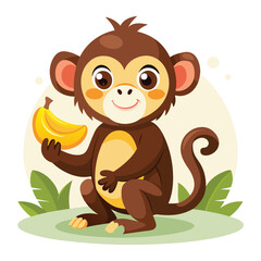 Fototapeta premium monkey with a bananna vector 