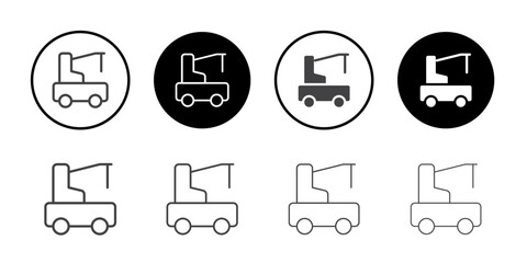 Crane truck icon Symbol line set