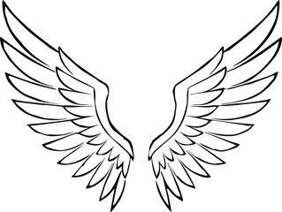 Fototapeta premium Angel Wings Line Art