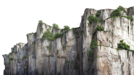 Realistic Cliffside Mountain Wall with Ledges Isolated on White Background